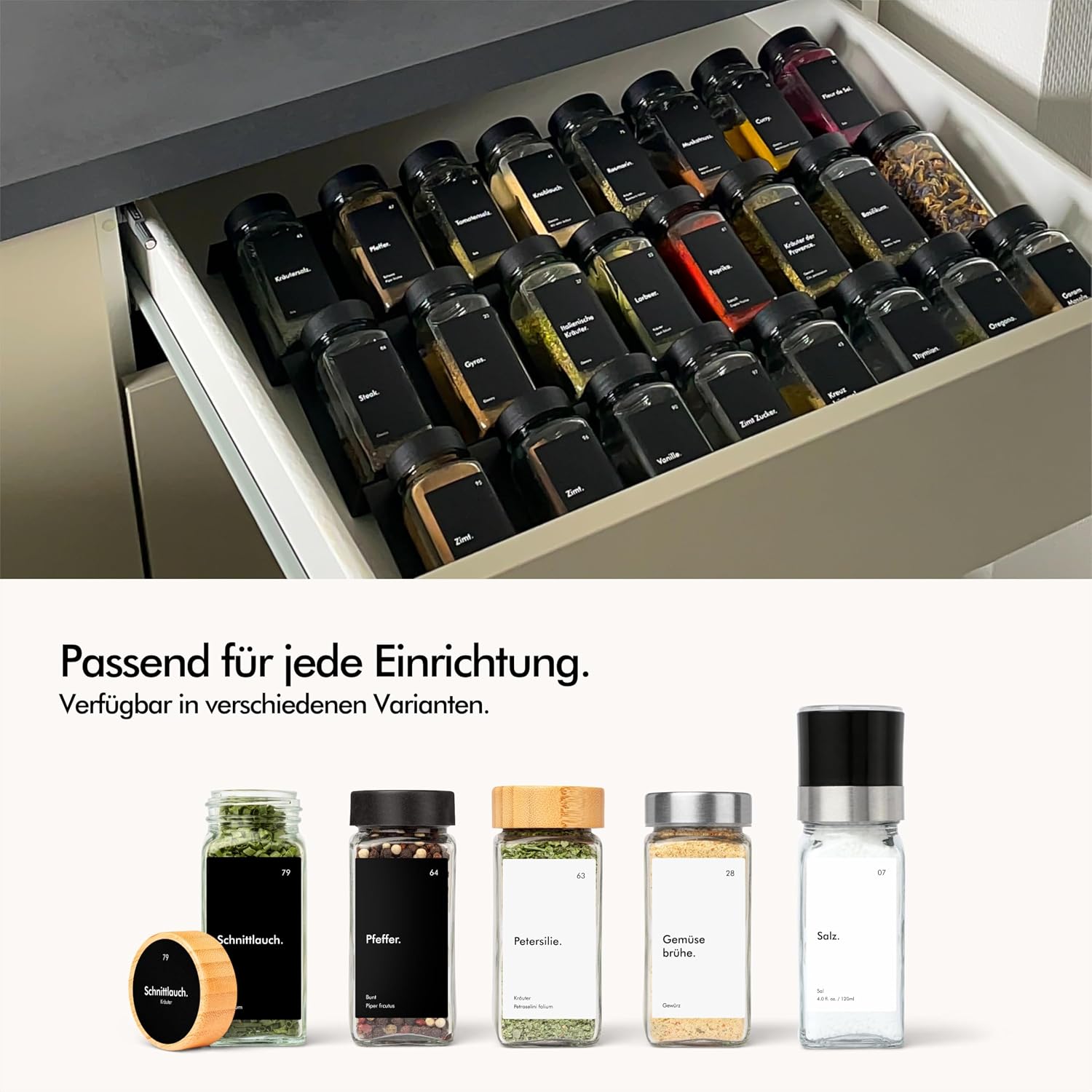 KIVY Salz- und Pfeffermuehle 2er Set mit Keramikmahlwerk Gewuerzmuehlen