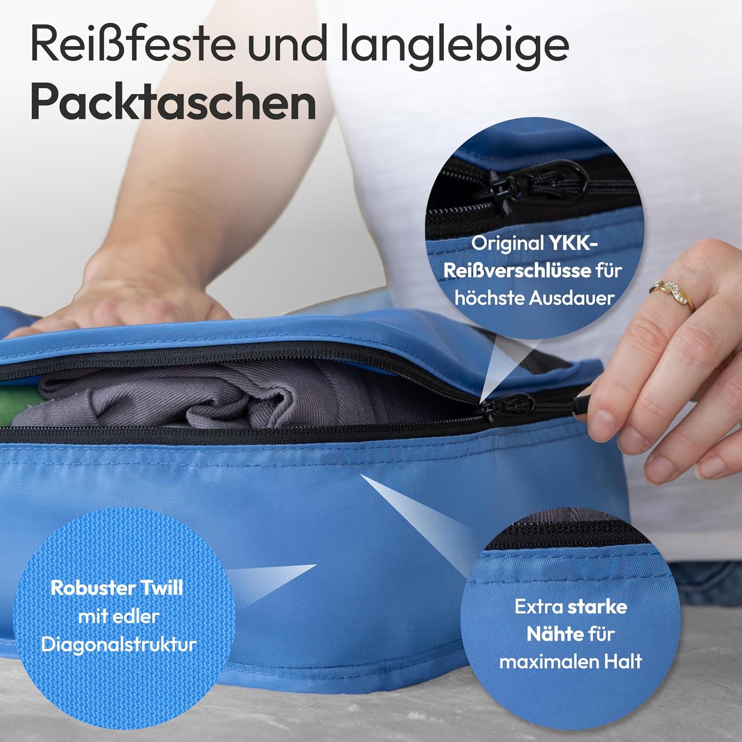 5er Koffer Organizer Set Packing Cubes Reisebeutel Beige