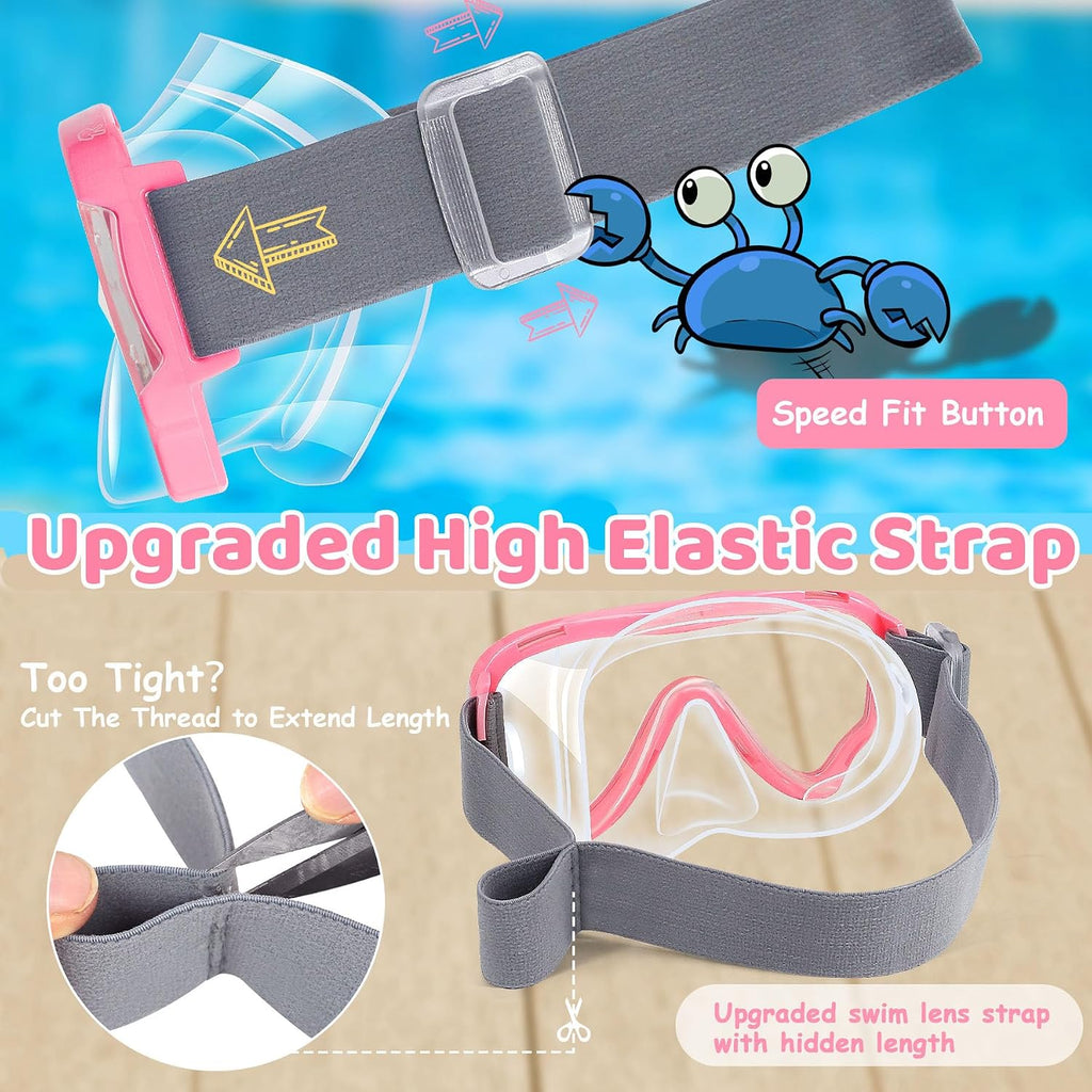 Vvinca Taucherbrille Kinder 180° Panorama Schwimm- und Tauchmaske mit Stoffband