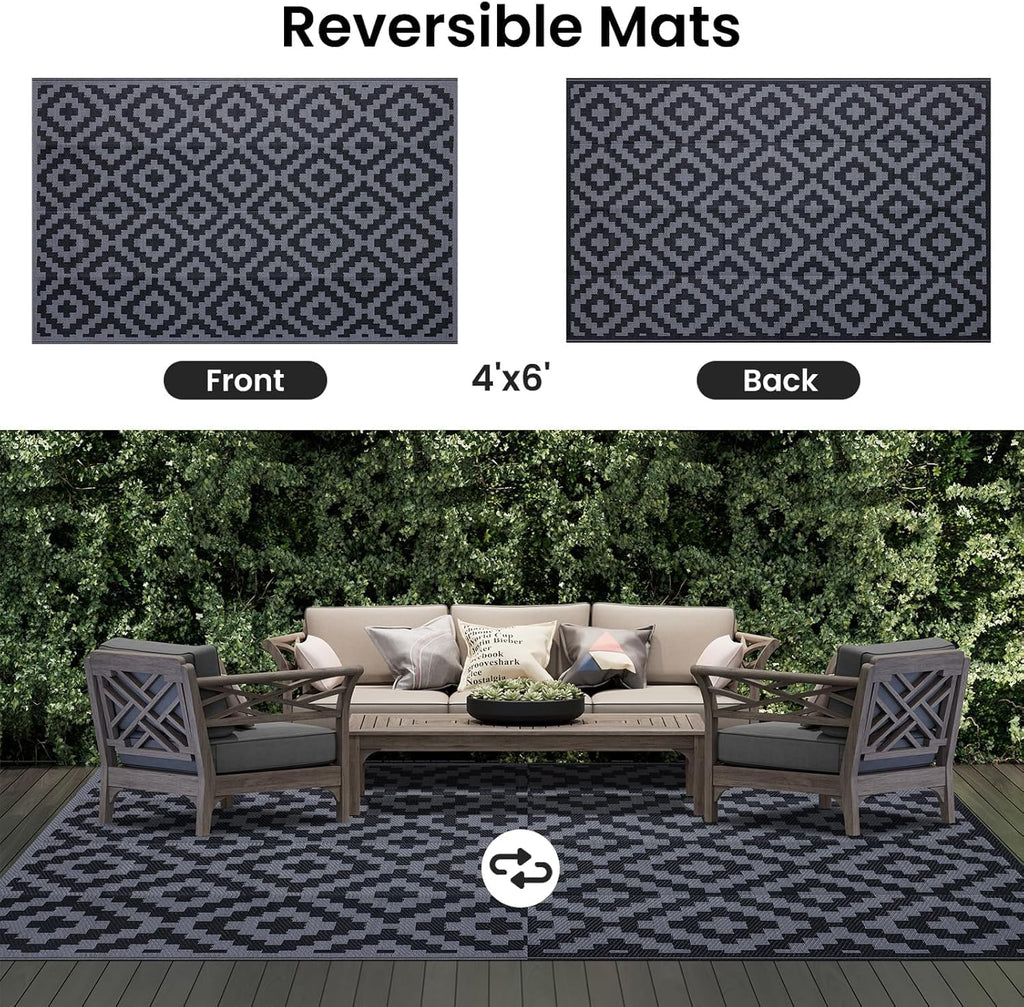 smiry Outdoor Teppich Balkon 120 x 180 cm wasserfest UV-bestaendig 180cm-360cm