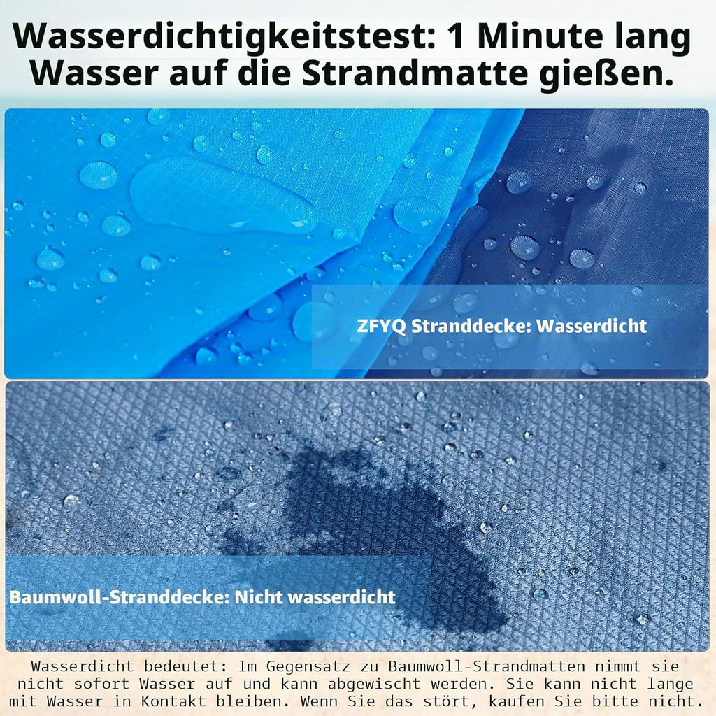 Picknickdecke 200 cm x 210 cm wasserdicht Stranddecke mit 4 Erdnaegeln