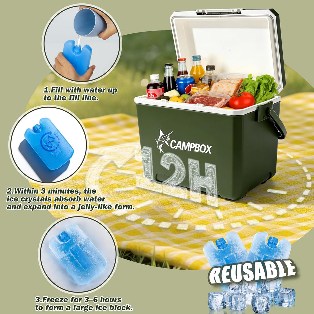 JONRRYIN Kuehlbox - passive Thermobox mit 2 Kuehlakkus, bis 12 Std.