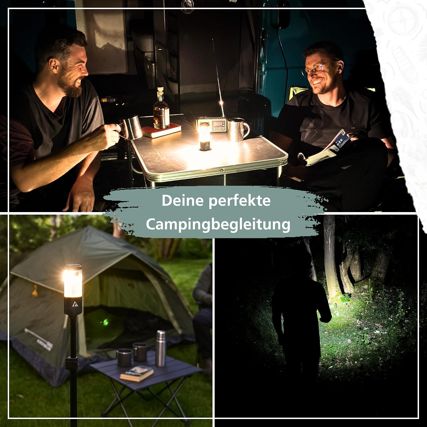 Acta Berg Campinglampe LED 450 Lumen, aufladbar USB-C, 4000 mAh Akku