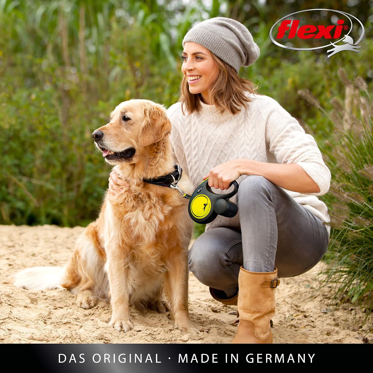 flexi Neon S 5m Roll-Leine schwarz mit neon-gelbem Gurt fuer Hunde bis