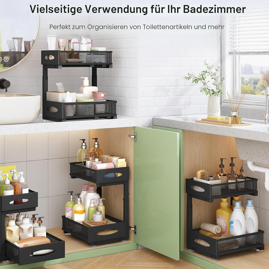 Unterspuele Organizer 2 Ebenen Metall Schrankorganizer fuer Kueche Bad