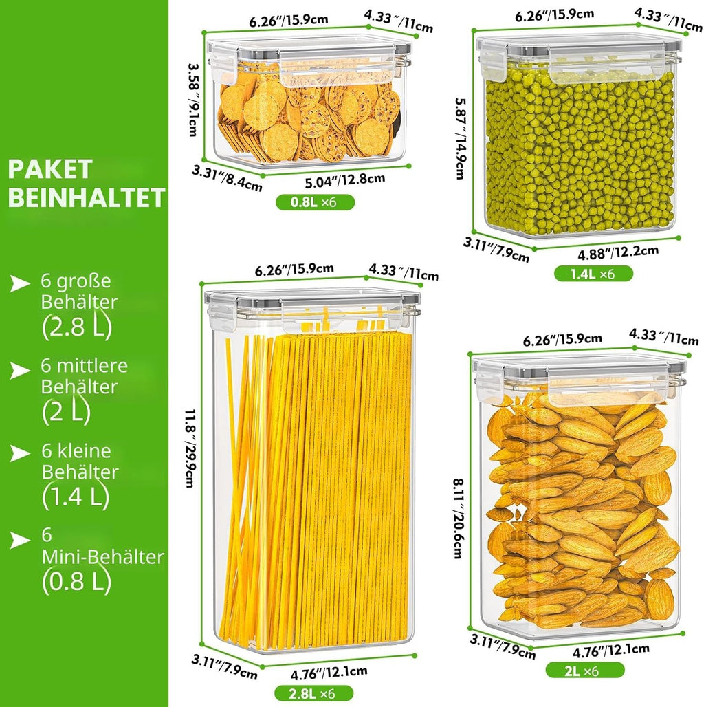 PurKeep Vorratsdosen 24er Set luftdicht BPA-frei Kuechenaufbewahrung