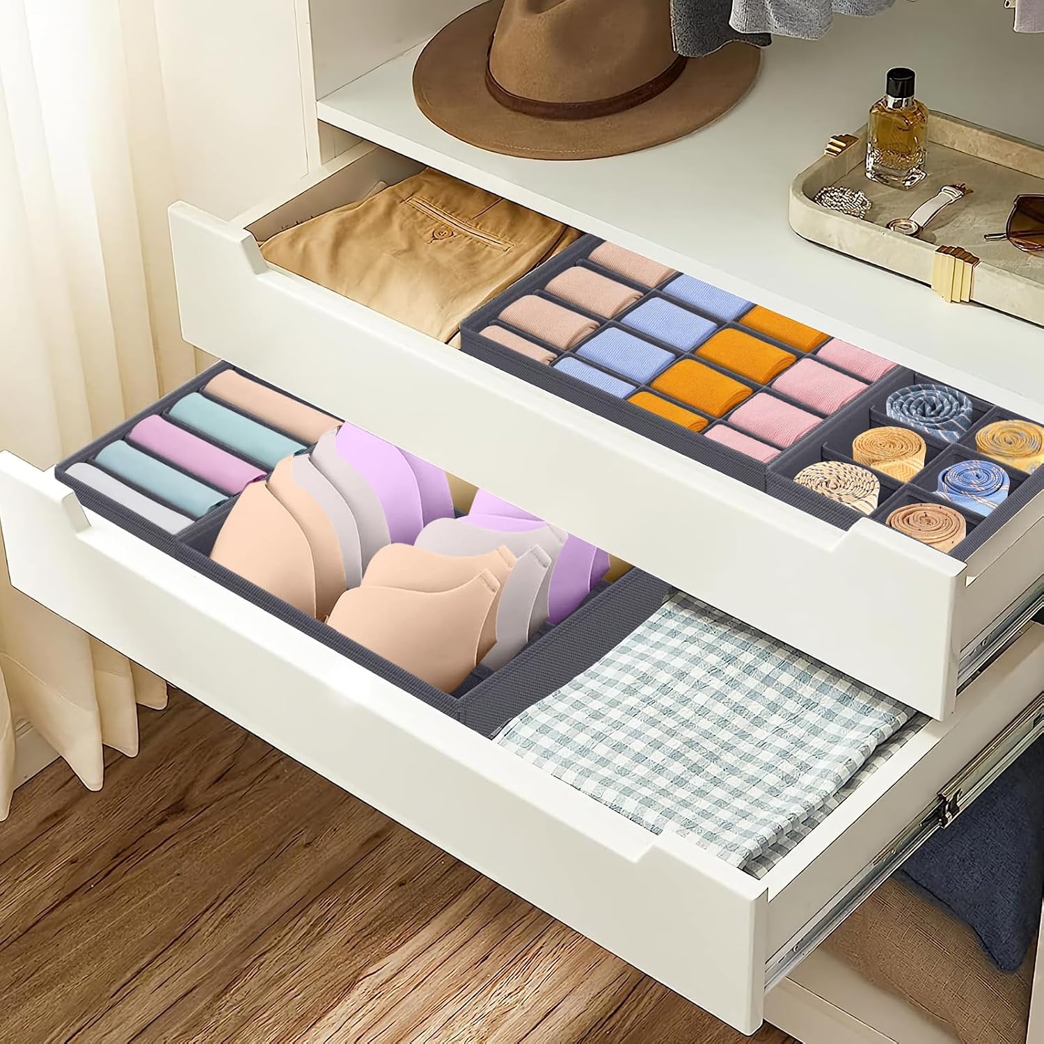 8er Set Unterwaesche Organizer Schubladenboxen faltbar fuer Socken BHs Accessoires