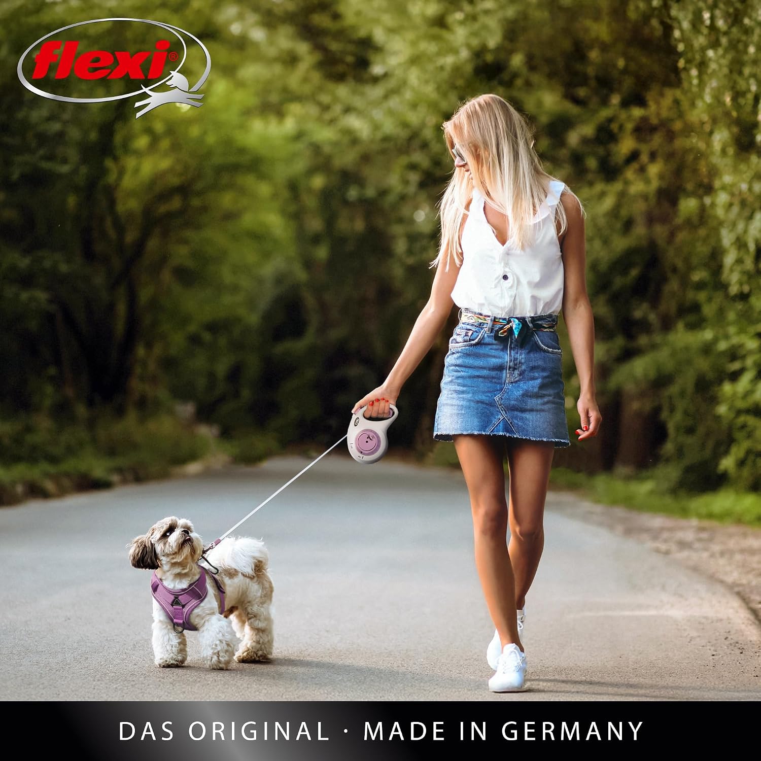 flexi Select M Roll-Leine 0-7 m, verstellbar, Gurt fuer Hunde bis, grau