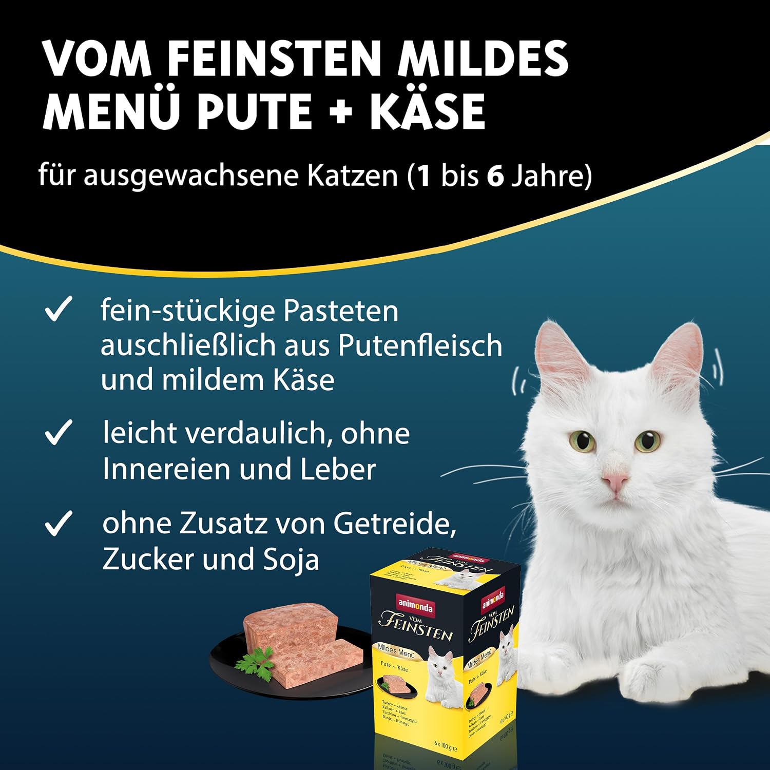 Animonda Vom Feinsten Mildes Menue Katzenfutter Pute 32x100g verschiedene Sorten