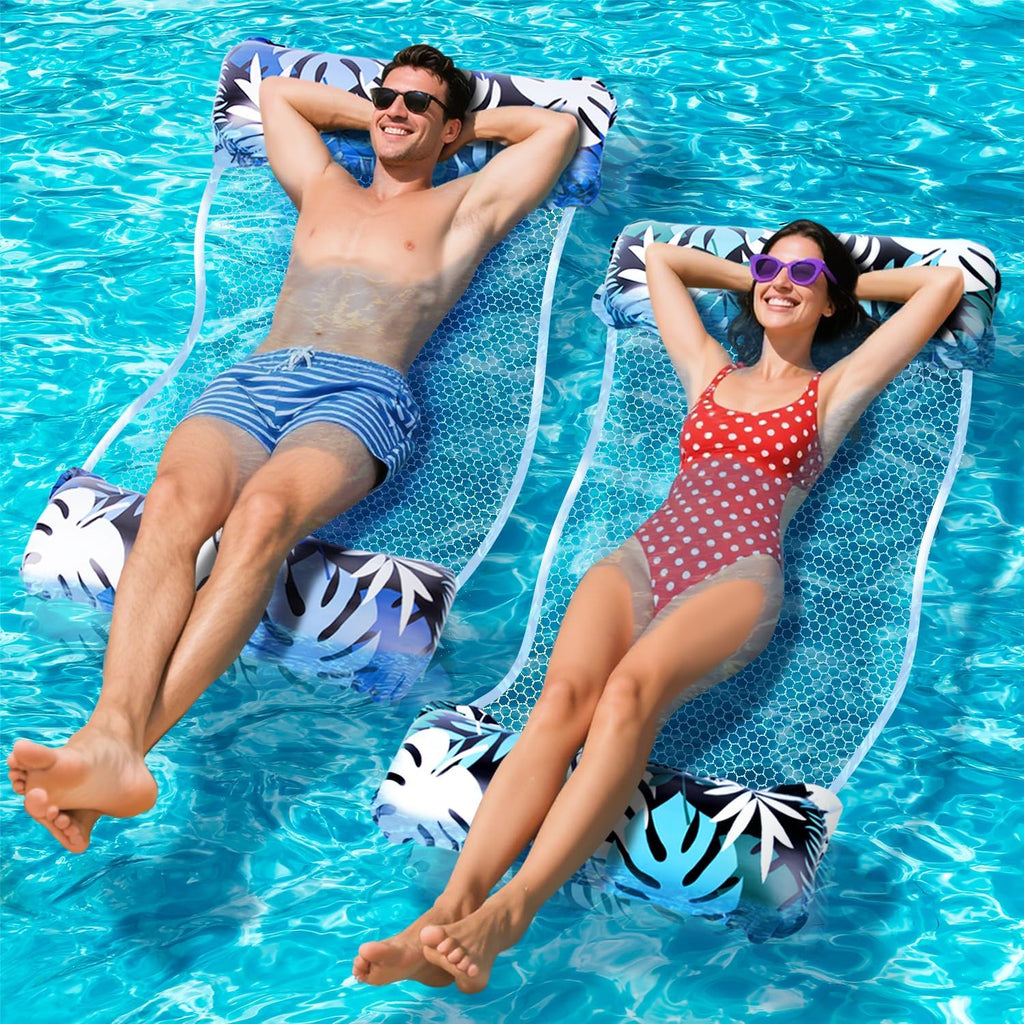 XL Wasserhaengematte 2er Set 4in1 Luftmatratze Pool Schwimmsessel Erwachsene Somm