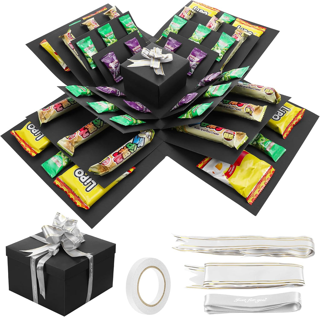 JIANTA Explosionsbox Geschenkbox 5-lagig zum Geburtstag Schwarz DIY Ueberraschung