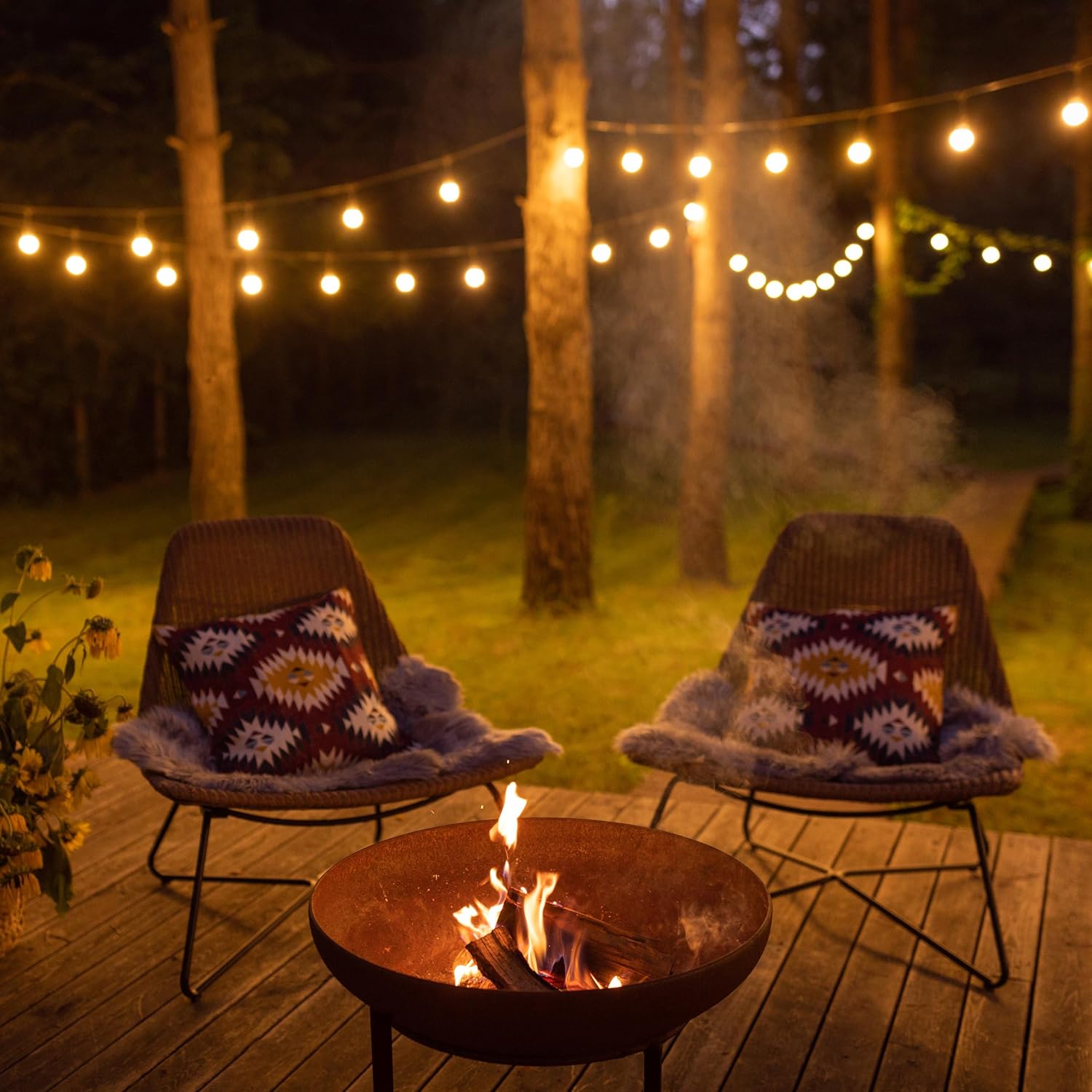 Montafox Feuerschale aus Metall Ø 58 cm fuer Garten Terrasse Lagerfeuer