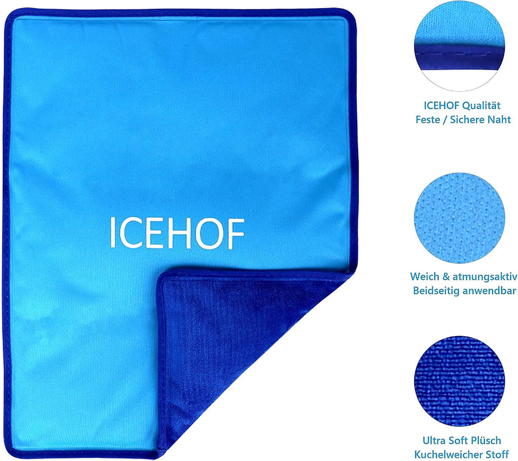 ICEHOF Kuehlkissen Gel XXL 38x28 cm wiederverwendbar Kuehlpack Kuehlkompresse