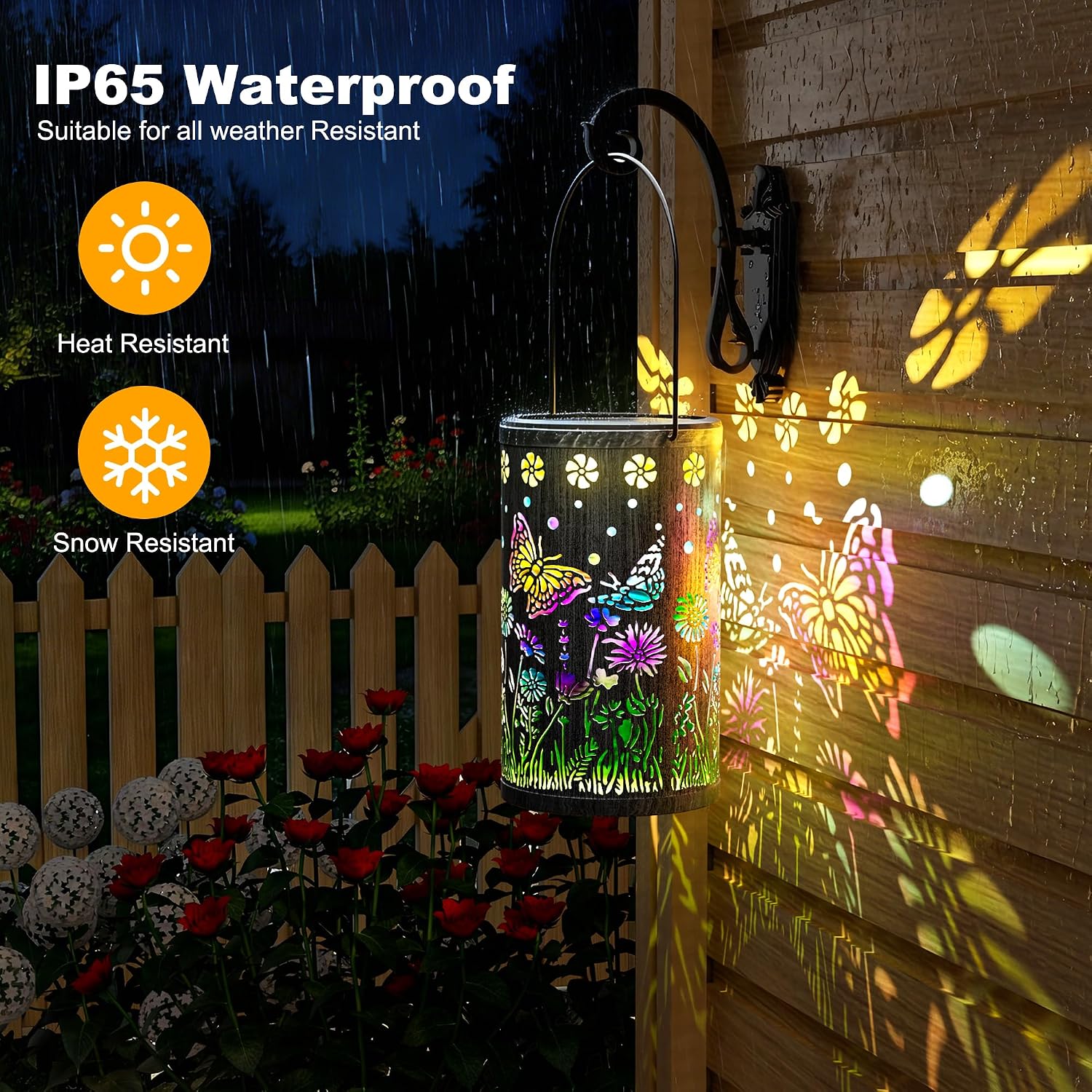 OUILA Solarlampe aussen 2er Set haengend Metall IP65 wetterfest Garten