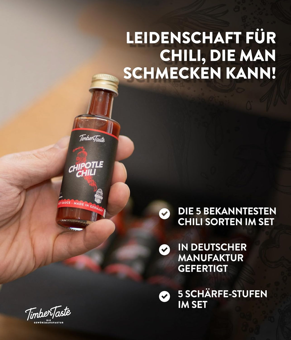 TIMBER TASTE Chili Sauce Geschenkset 5× scharfe Sossen