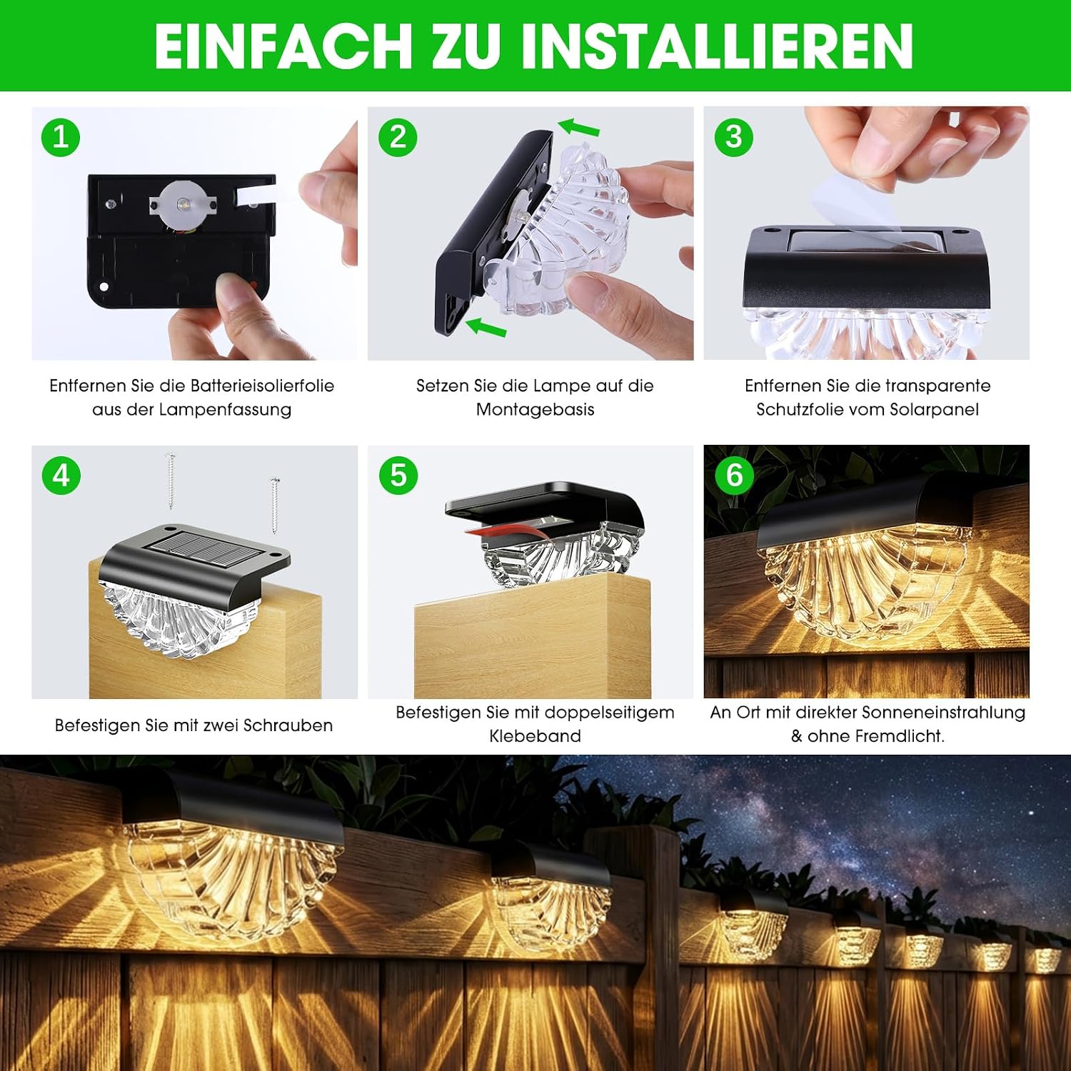 GEARLITE Solarlampen 8er Set LED Warmweiss IP65 Wasserdicht Garten Licht