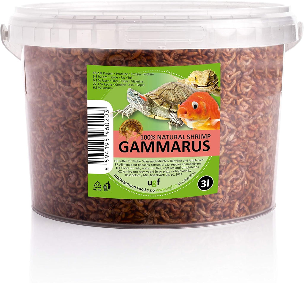 UGF Gammarus Bachflohkrebse getrocknet 318 g im 3 L Eimer - Futter fuer Schildkroe