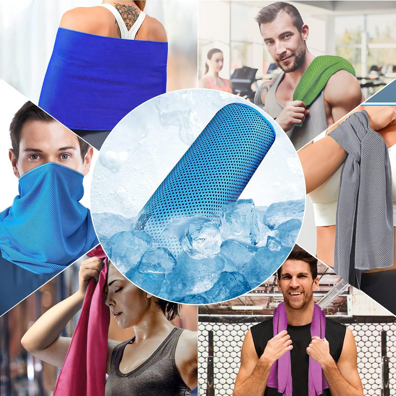 Ciskotu Kuehlhandtuch 3er Set Mikrofaser schnelltrocknend fuer Sport Yoga