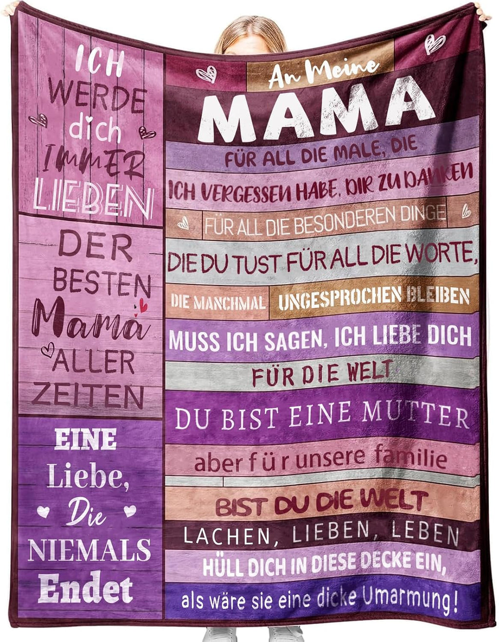 Mutter Kuscheldecke Beste Mama Geschenk personalisiert 150cm-220cm