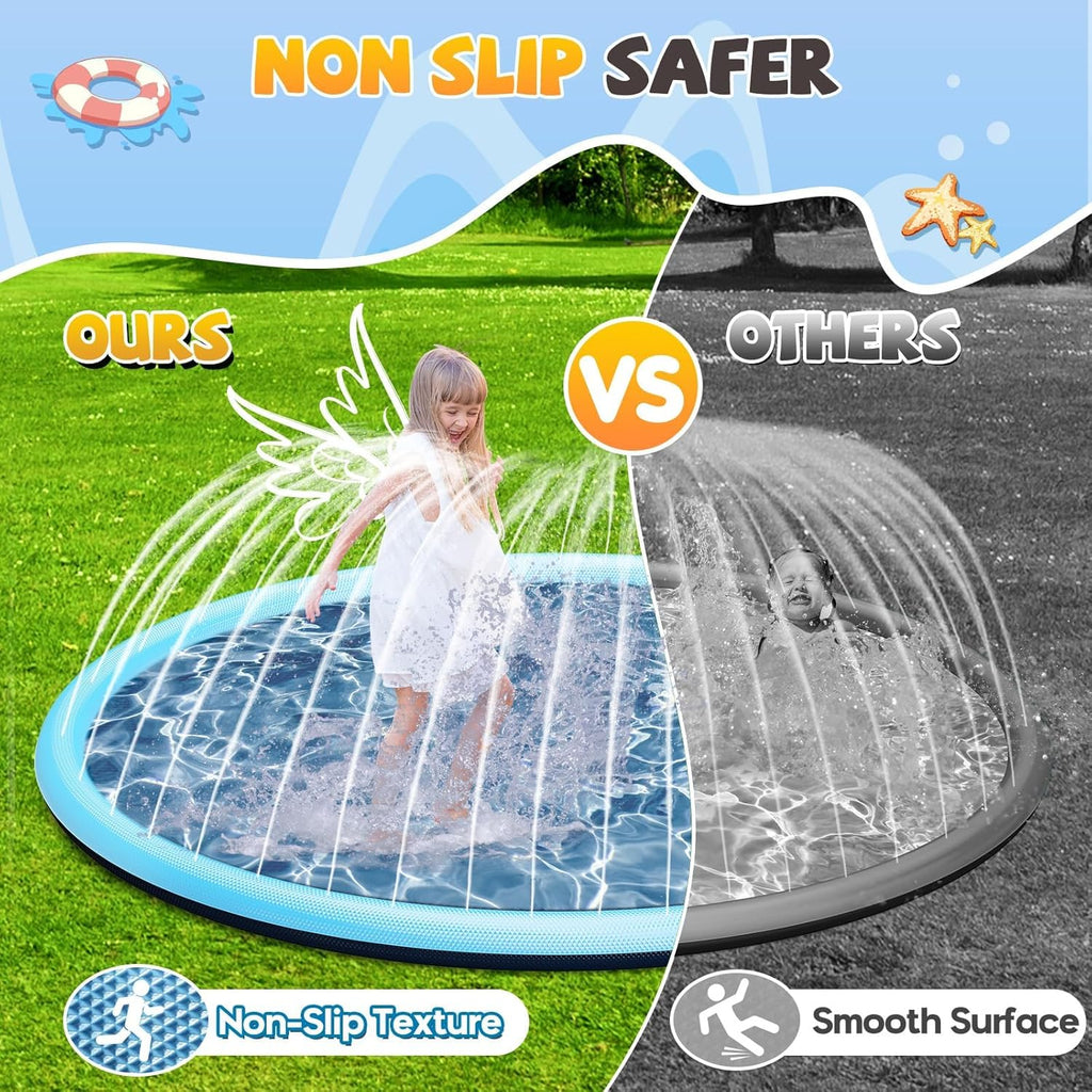 Splash Pad Kinder Wassersprinkler 200 cm mit Antirutschfunktion blau