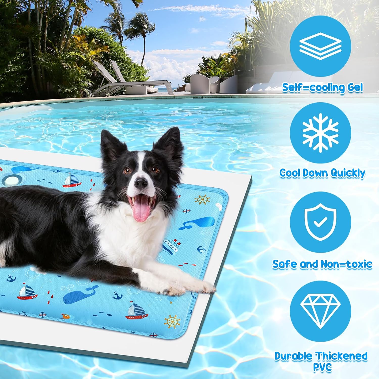 Selbstkuehlende Hundematte fuer Hunde und Katzen mit ungiftigem Gel, Kuehldecke
