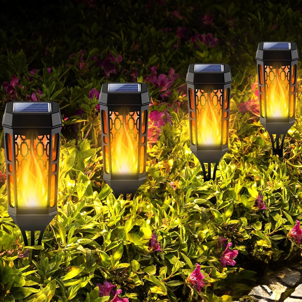 Solarlampen Aussen mit realistischem Flammeneffekt 4er Set IP65 wasserdicht