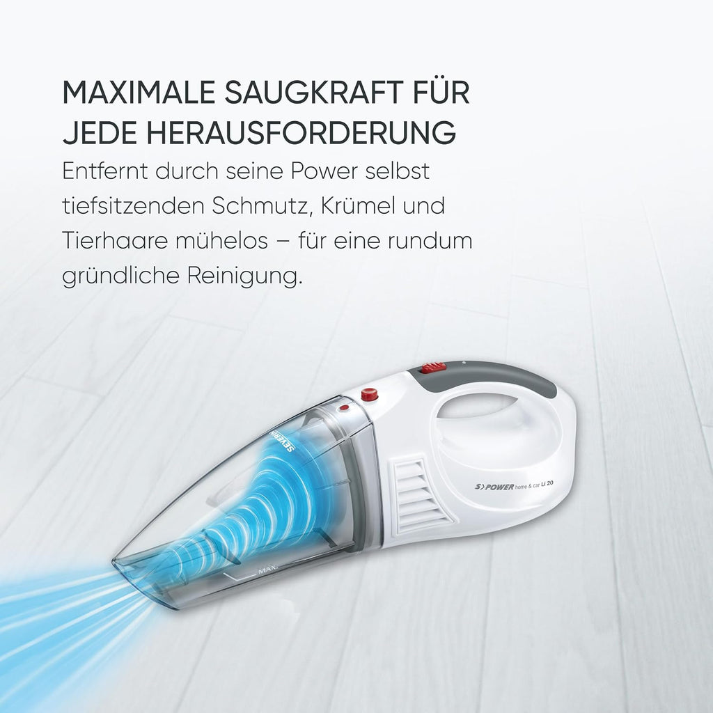 SEVERIN Akku Handstaubsauger 3‑in‑1 Nass und Trocken Weiss/Rot