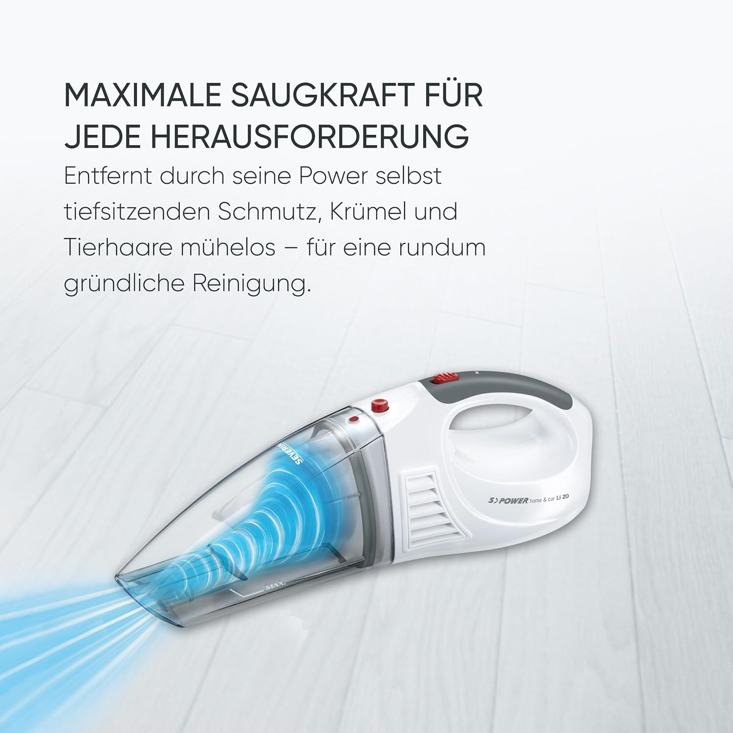 SEVERIN Akku Handstaubsauger 3‑in‑1 Nass und Trocken Weiss/Rot