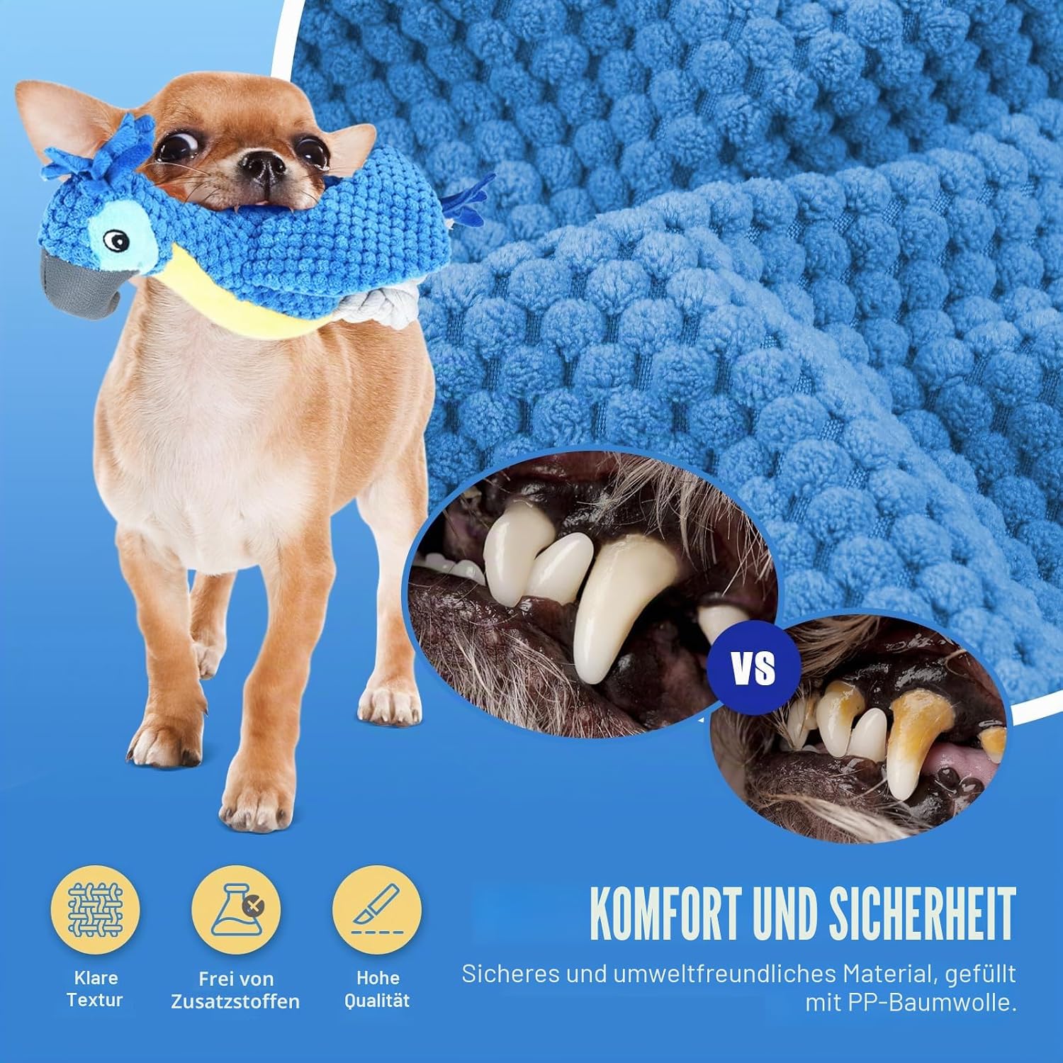ROSAUI Hundespielzeug Pluesch mit Quietscher und Knisterpapier fuer Welpen