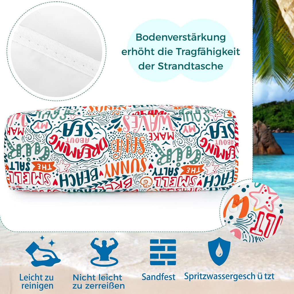 benpen Strandtasche XXL mit Reissverschluss Damen Faltbar Grosse Badetasche