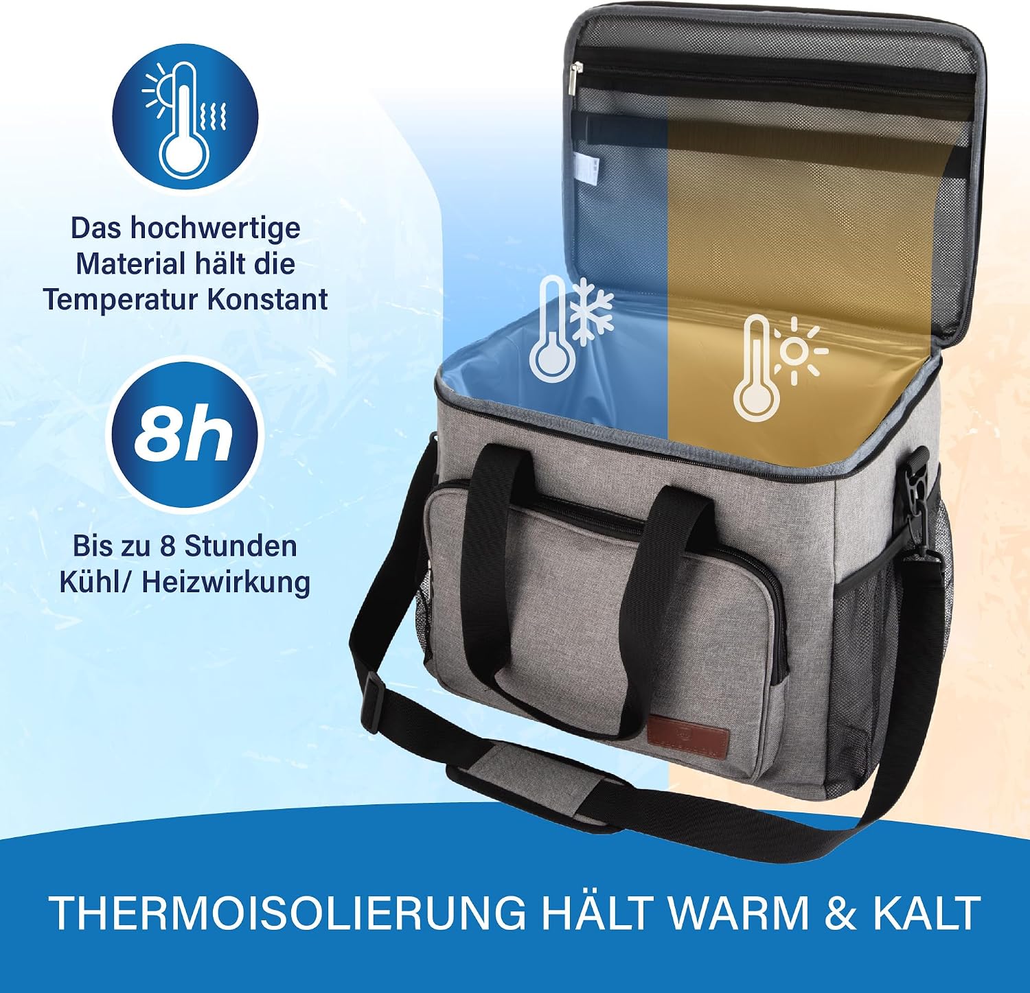 Veddelholzer XXL Kuehltasche 33 L Isolierte faltbare Thermotasche mit Schultergur