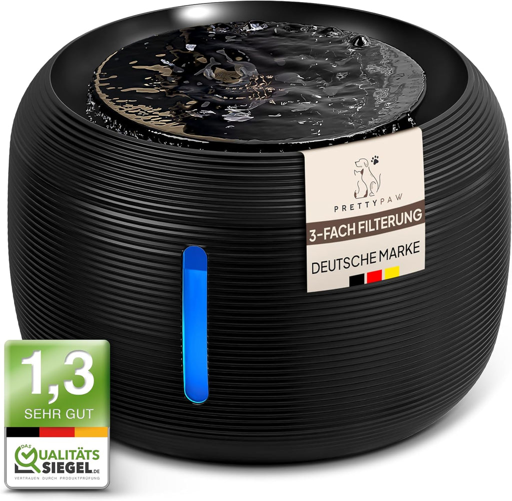 Pretty Paw Katzen Trinkbrunnen 2,5L leise mit LED und Aktivkohlefilter