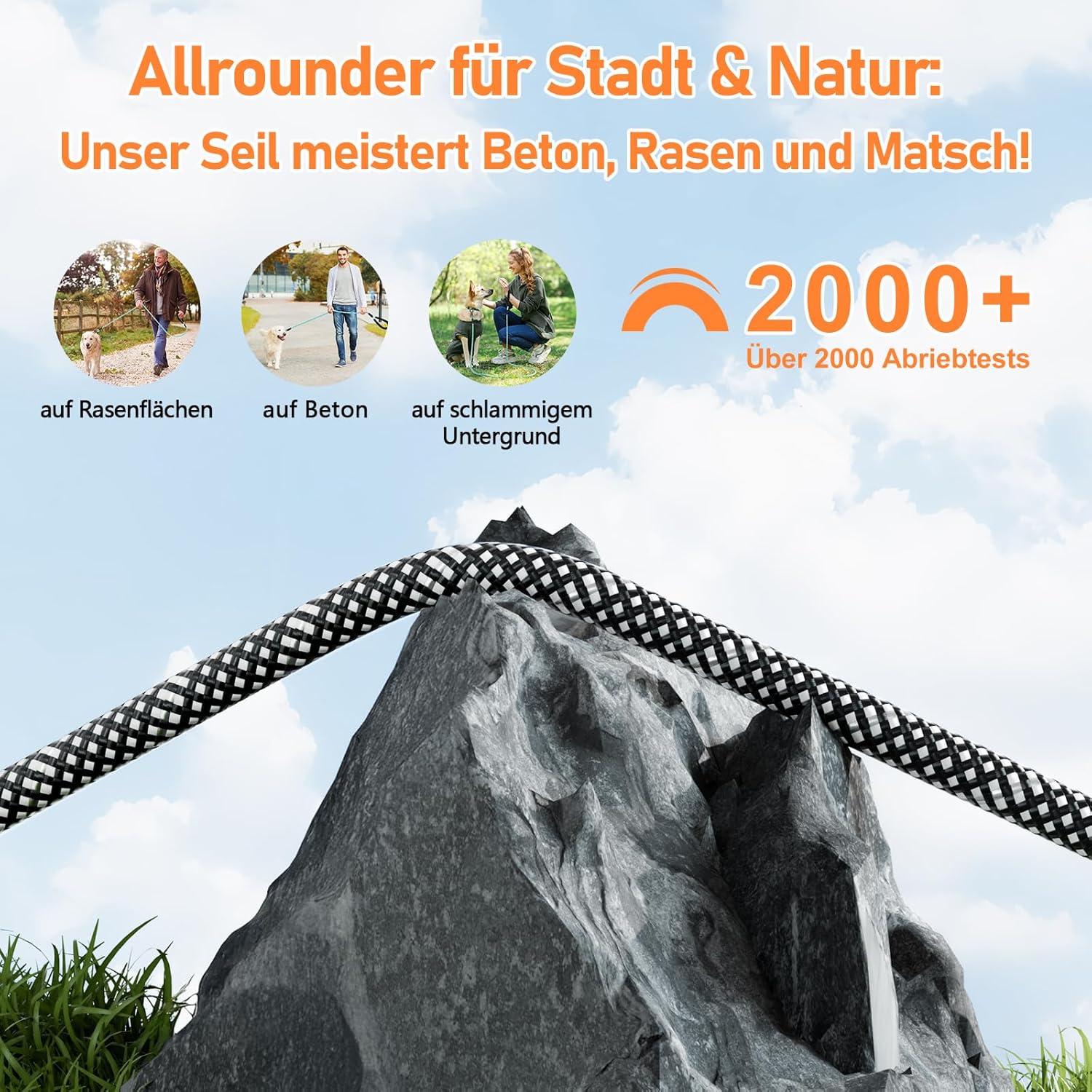 X XBEN Trainingsleine 1,5m-30m mit gepolstertem Griff und Karabiner
