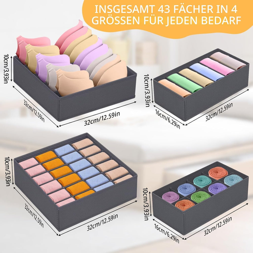 8er Set Unterwaesche Organizer Schubladenboxen faltbar fuer Socken BHs Accessoires