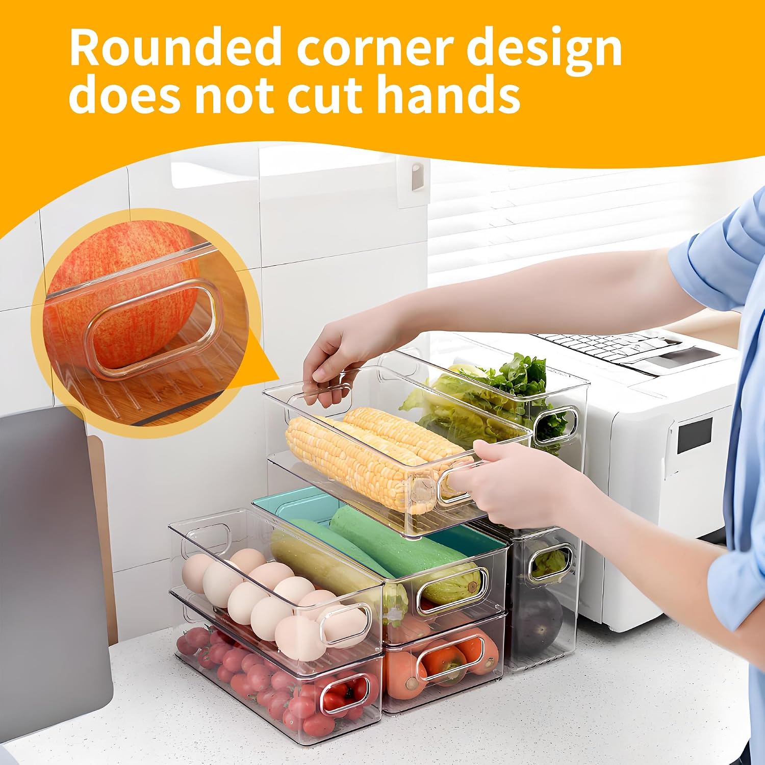Kuehlschrank Organizer Set 10tlg 2 Groessen BPA-frei fuer Kueche Schublade Schreibtis