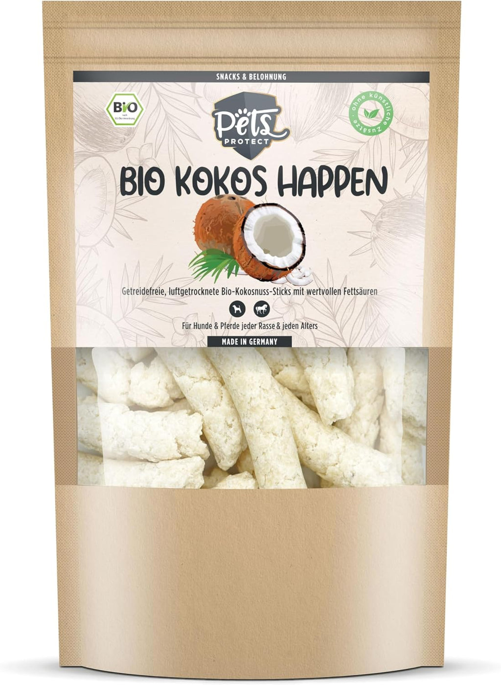 Pets Protect Bio Kokoshappen 300 g vegane Hundesnacks getreidefrei