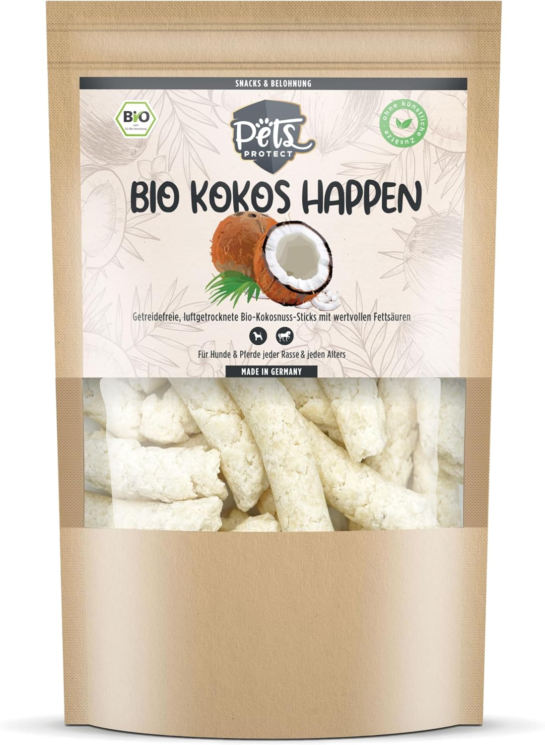 Pets Protect Bio Kokoshappen 300 g vegane Hundesnacks getreidefrei