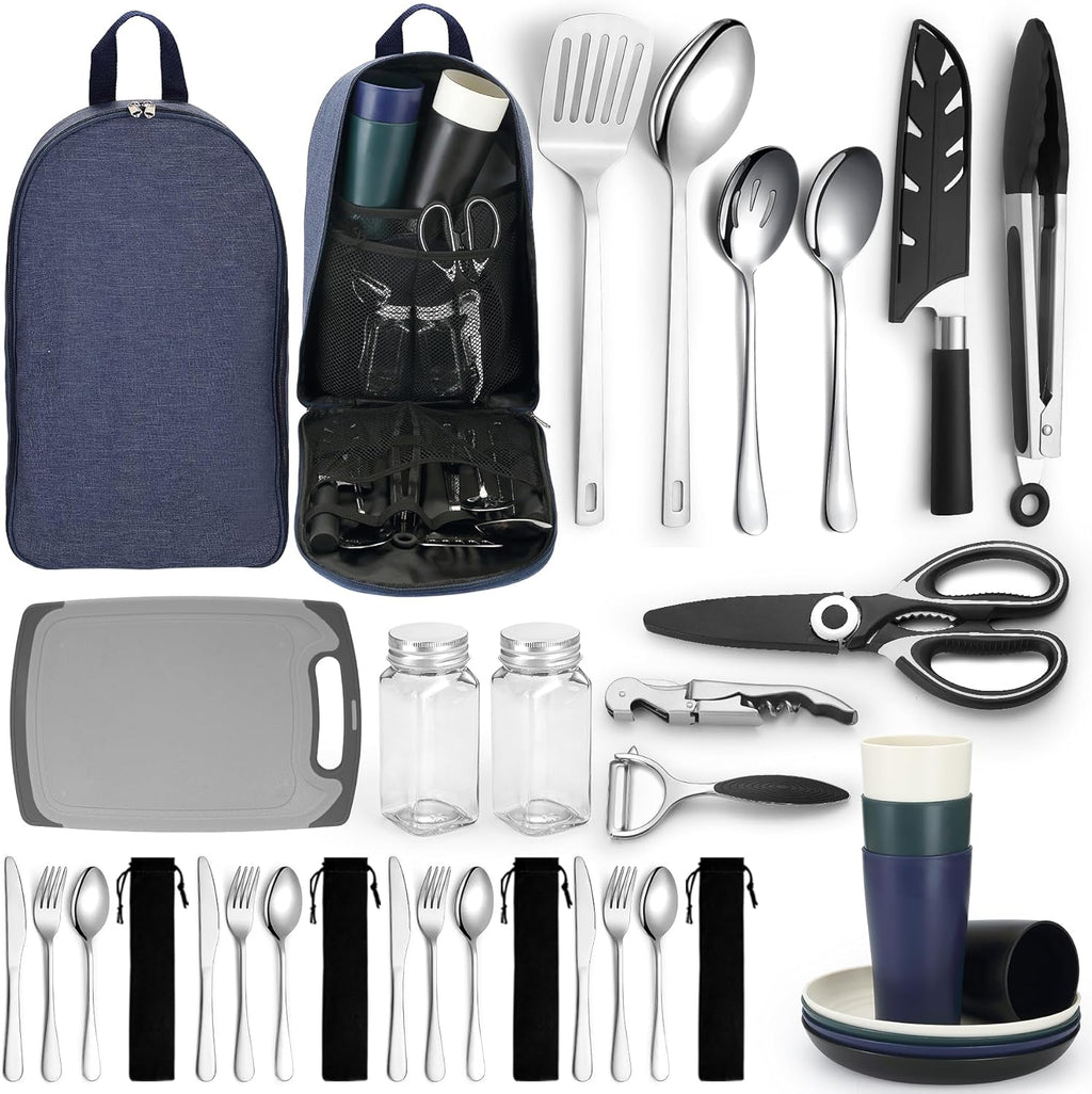 Homquen Camping-Geschirrset Camping-Kochutensilien fuer Wohnmobil Outdoor