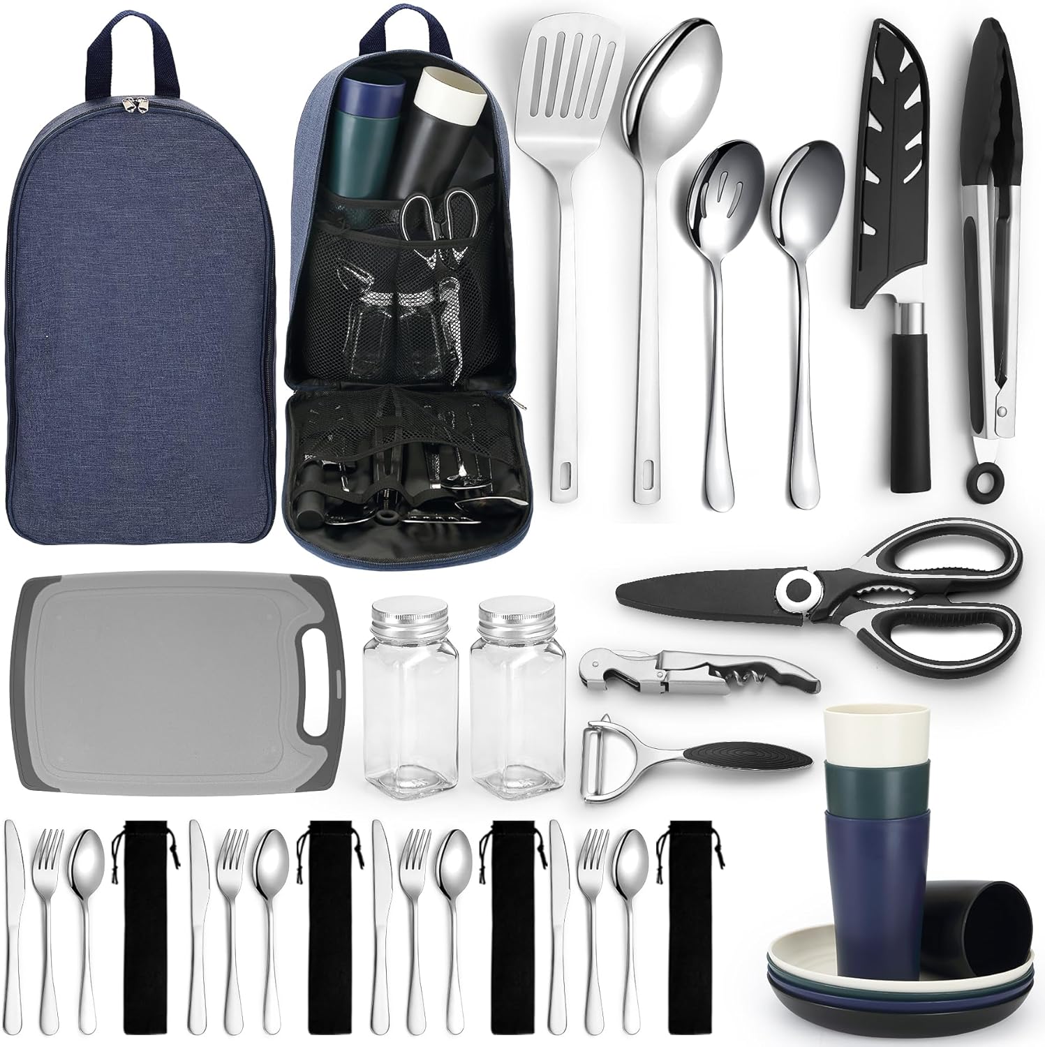 Homquen Camping-Geschirrset Camping-Kochutensilien fuer Wohnmobil Outdoor
