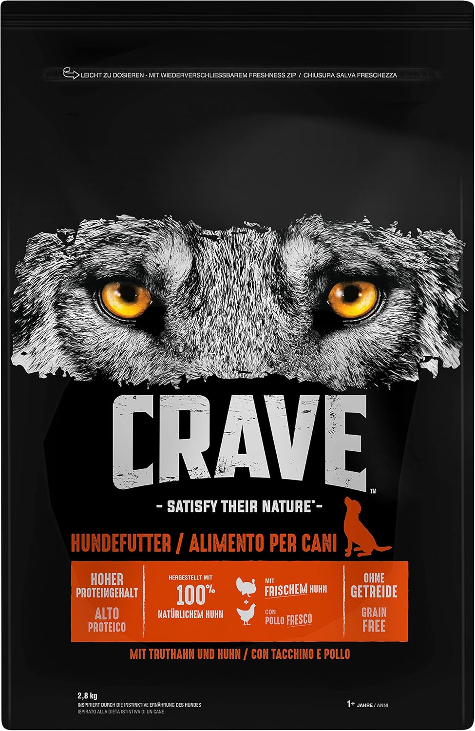 CRAVE Trockenfutter fuer Hunde ohne Getreide proteinreich verschiedene Sorten