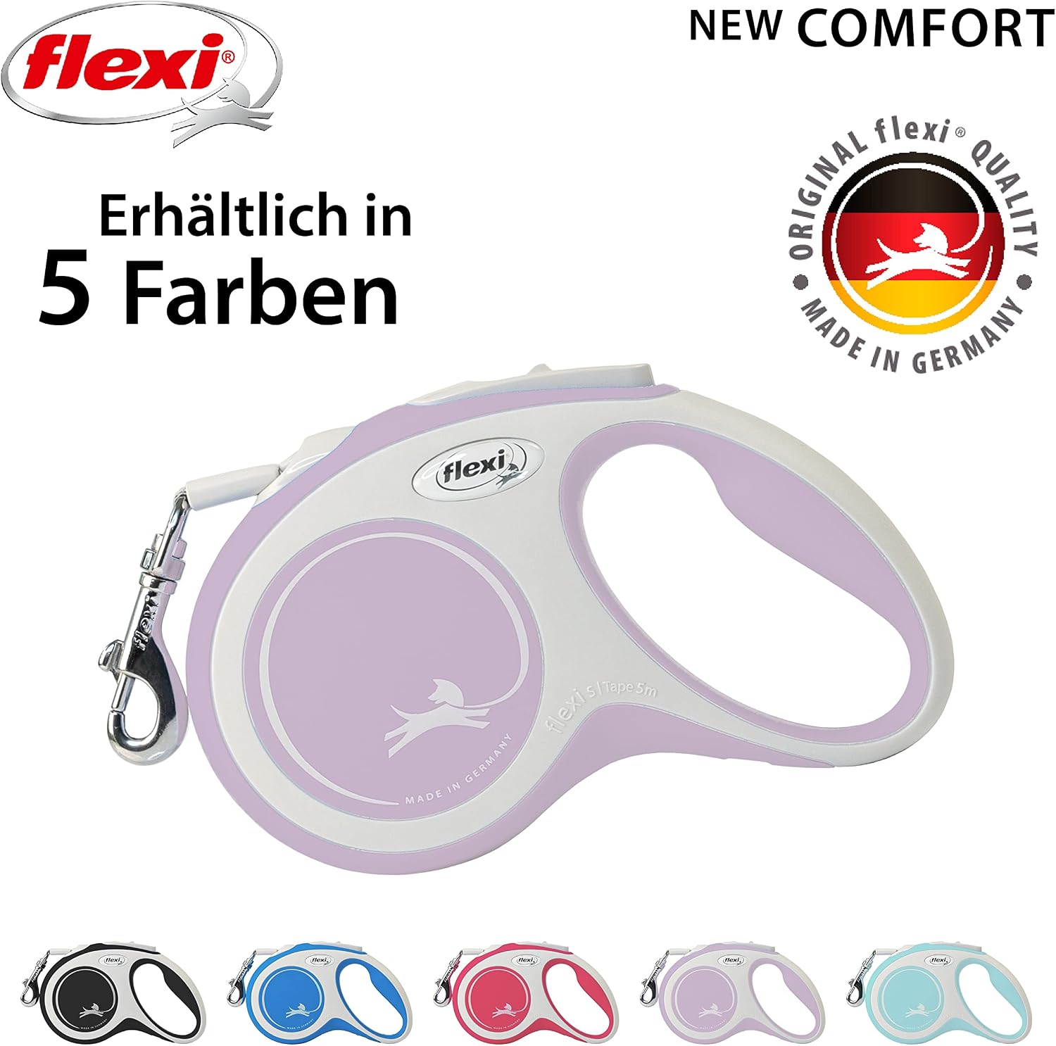 flexi Comfort L Gurt-Plus 8 m Rollleine Schwarz fuer Hunde bis