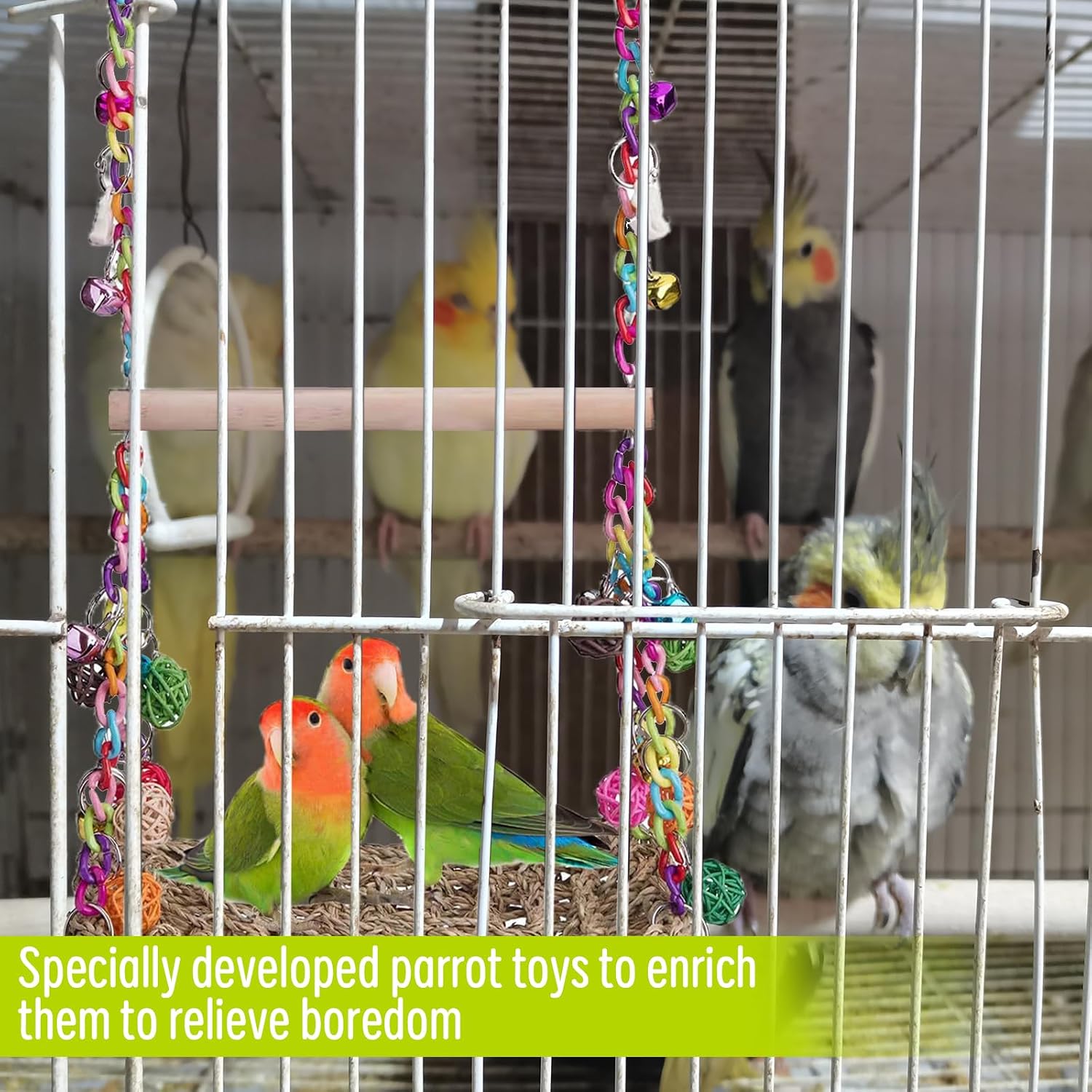 Vogelspielzeug Schaukel mit Glocke für Wellensittich Nymphensittich Käfig