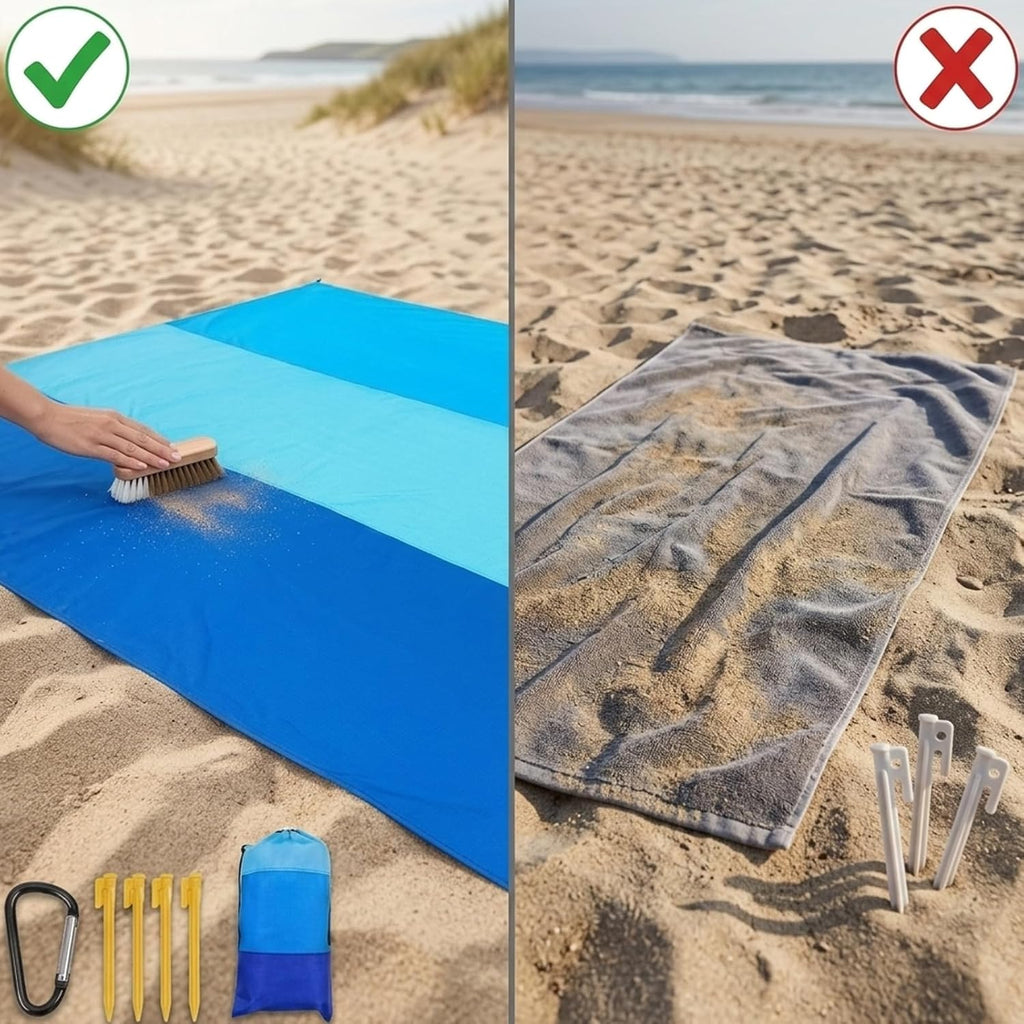 Stranddecke 210x200 cm sandfrei ultraleicht faltbar fuer Strand Picknick Camping