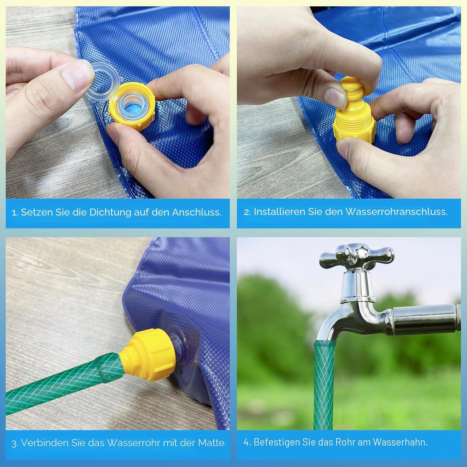 Jsdoin aufblasbarer Hundepool 100 cm blau faltbar verdickt Outdoor Sprinklermatt