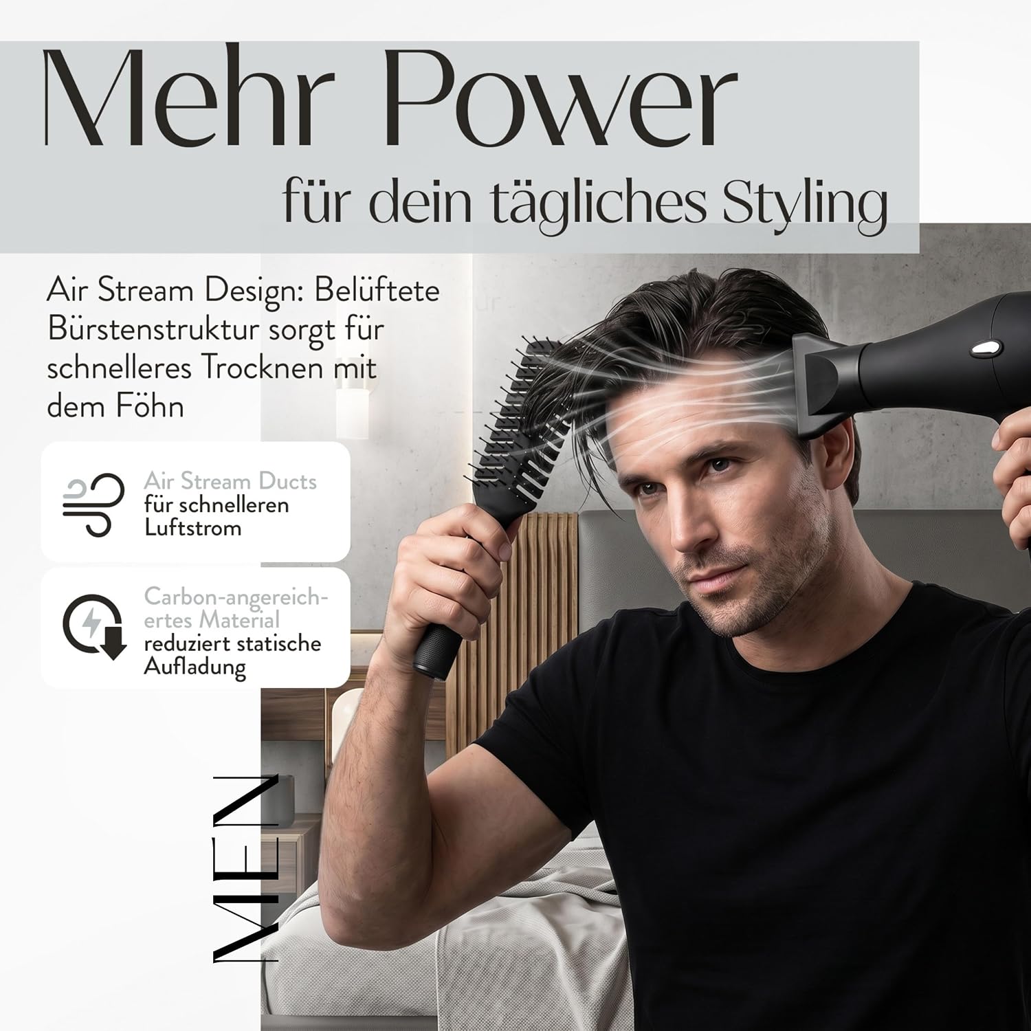 PARSA Men Profi Foehnbuerste antistatisch fuer alle Haartypen