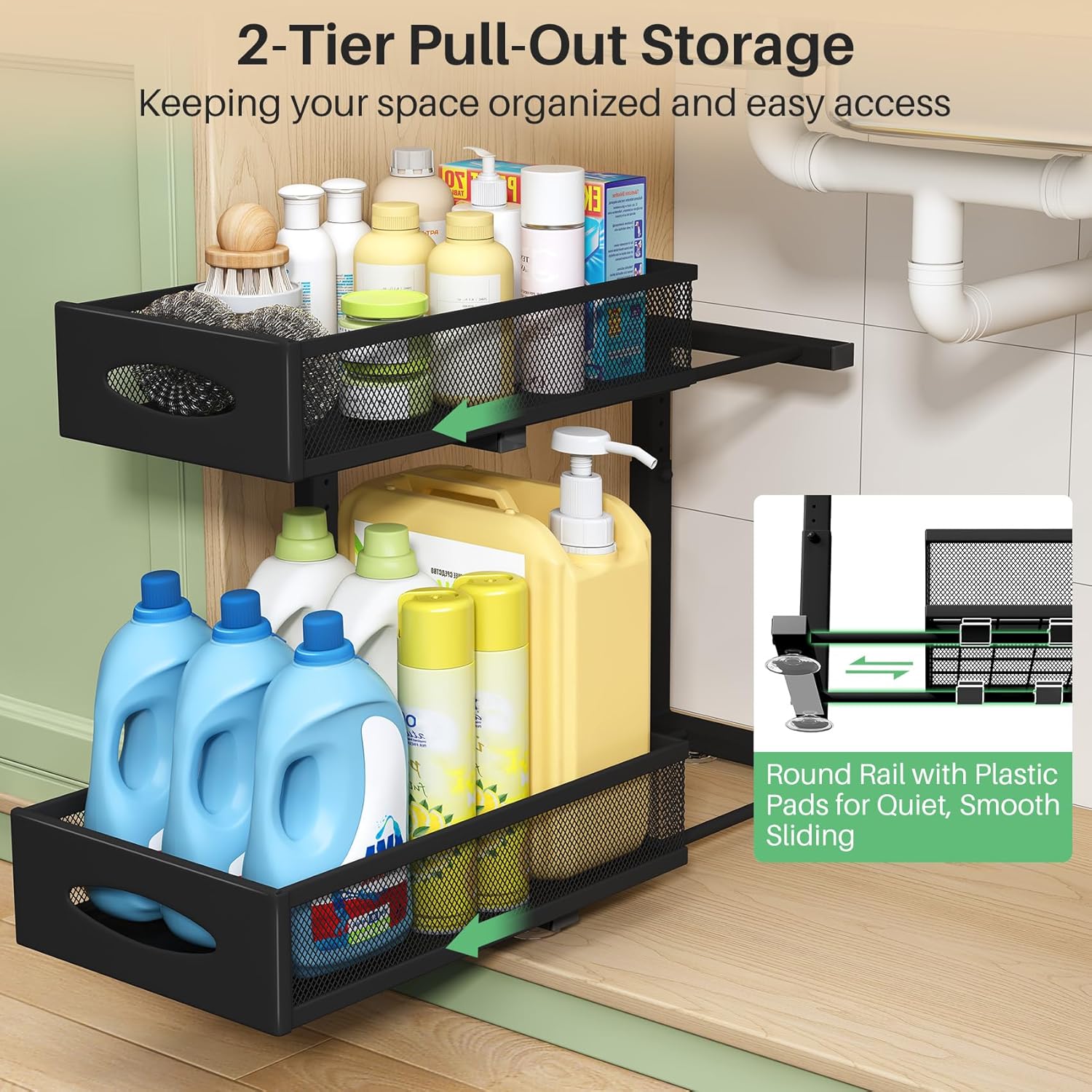 Unterspuele Organizer 2 Ebenen Metall Schrankorganizer fuer Kueche Bad