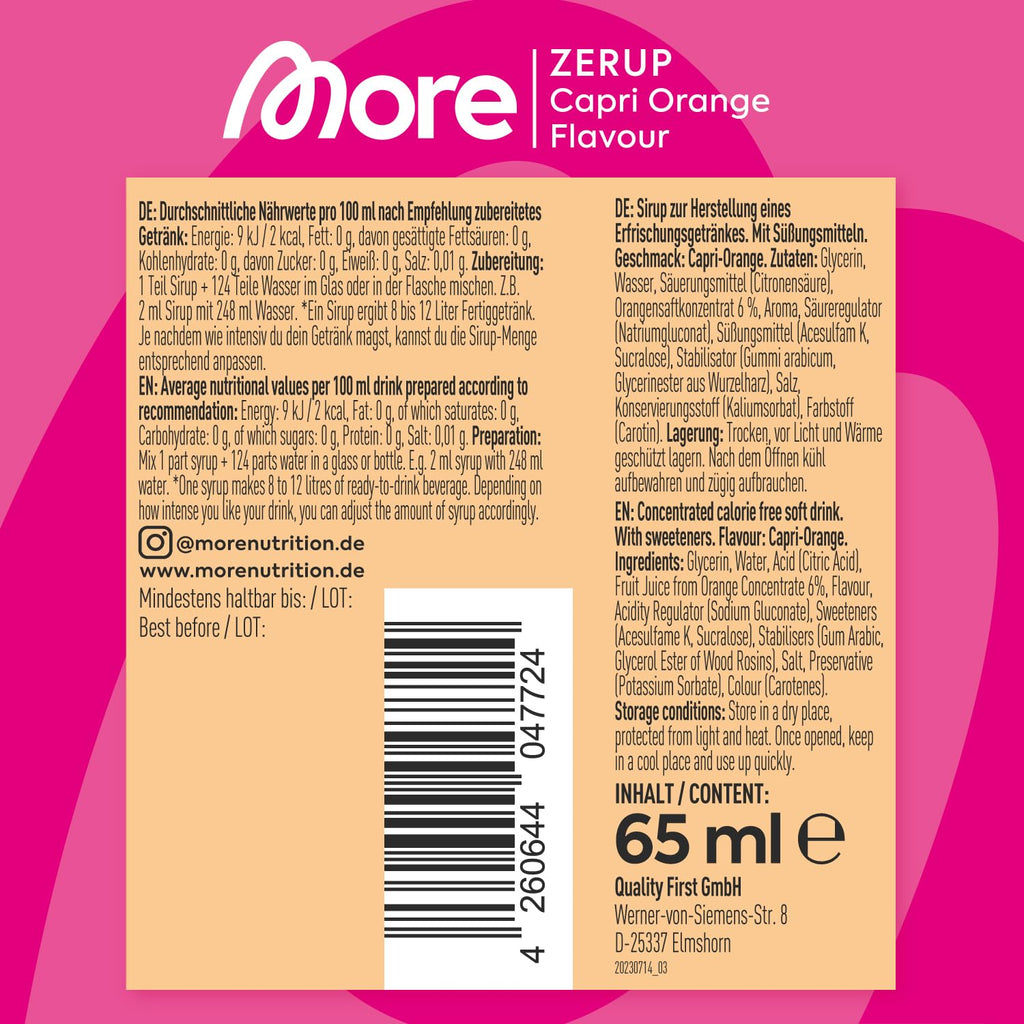 MORE Zerup 6er Bundle 6x65ml zuckerfreier Sirup verschiedene Sorten vegane