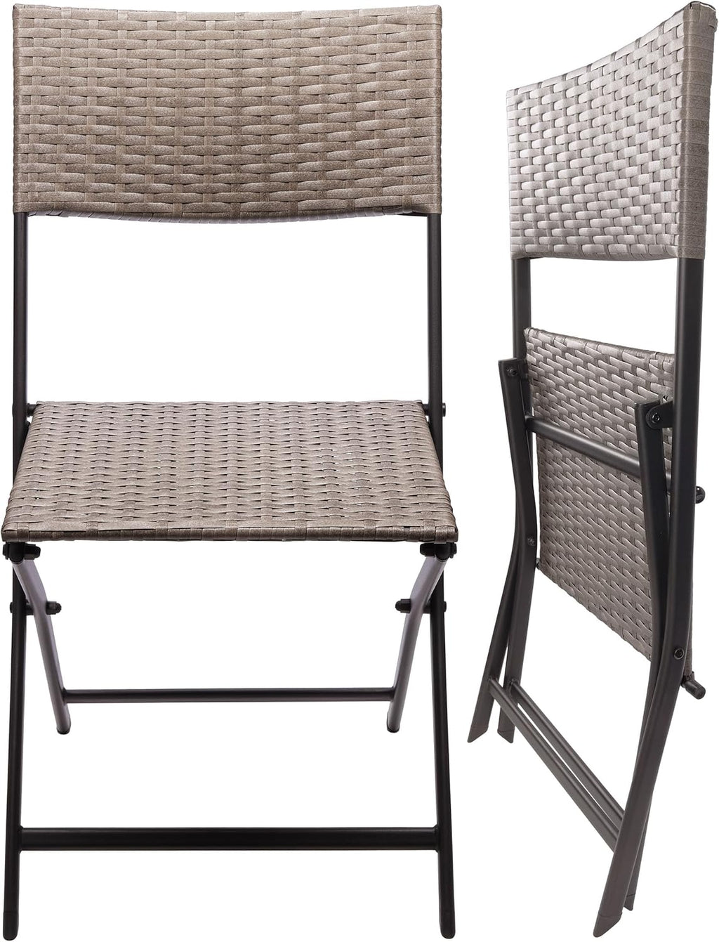 Brubaker Gartenstuhl 2er Set Toskana Klappstuhl Polyrattan Grau-Braun