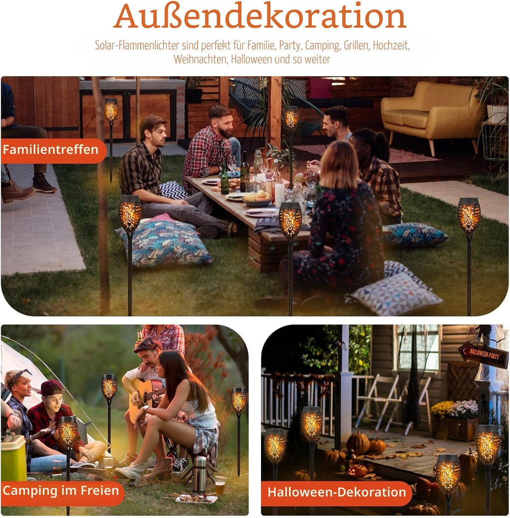 CNMTCCO Solar Gartenleuchten 6er Set mit Flammeneffekt IP65 Wasserdicht