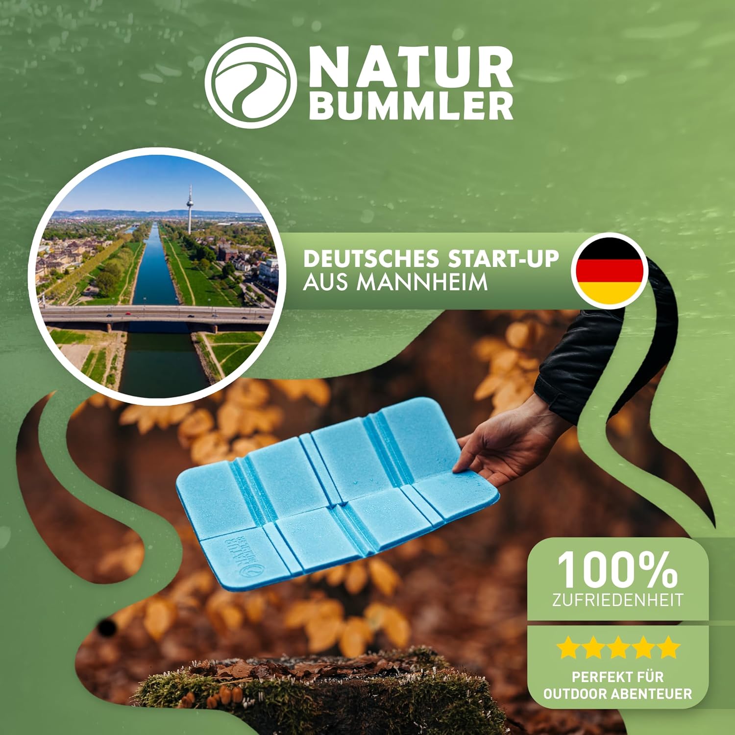 NATURBUMMLER faltbares Sitzkissen 1cm wasserdicht ultraleicht 2er Set